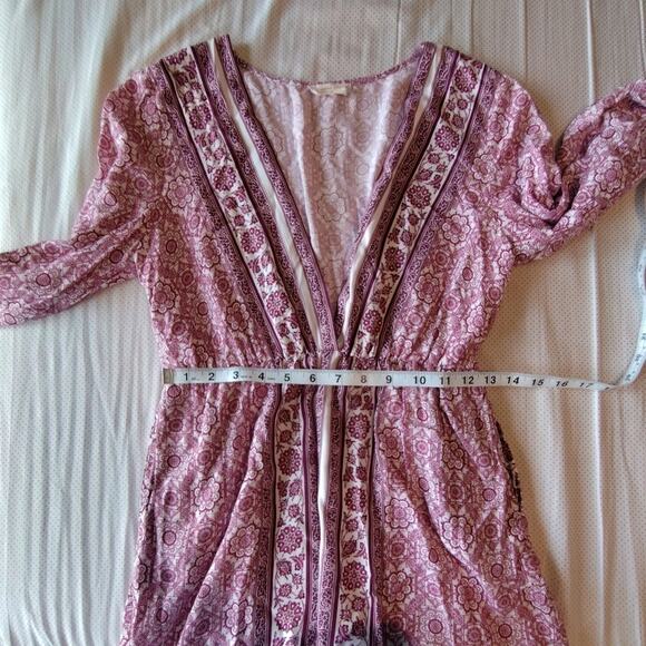 Altar’d State Women's Medium Bell Sleeve Boho Romper With Pockets Flowy - Picture 8 of 11